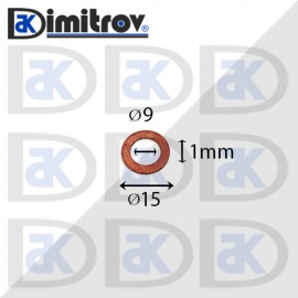 Дифтунга Ø  9 х Ø 15 х 1 mm медна